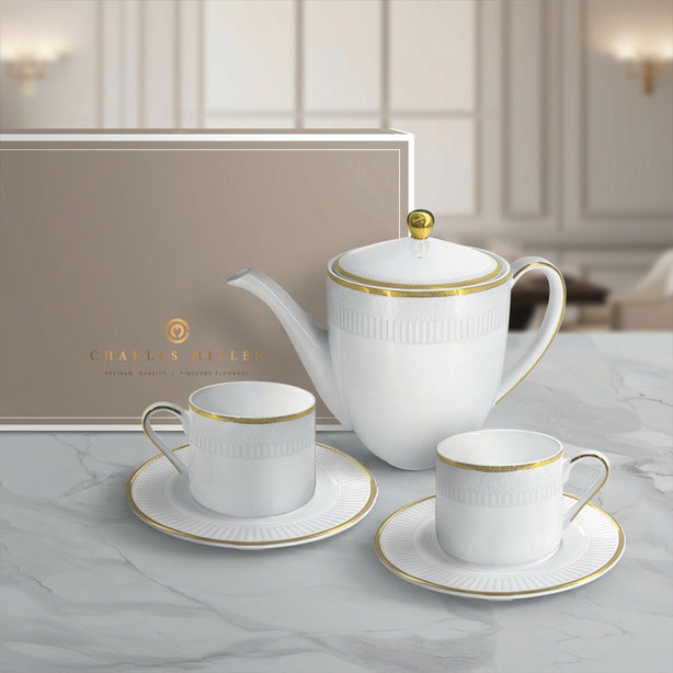 Charles Millen Signature Fine Bone China Collection Vogue Series 3 Piece Entrée Tea Set, Renaiss