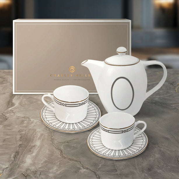 Charles Millen Signature Fine Bone China Collection Vogue Series 3 Piece Entrée Tea Set, Ritz