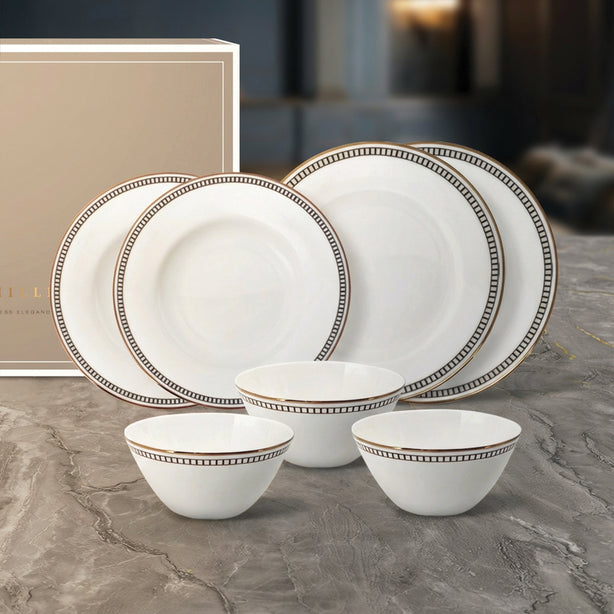 Charles Millen Signature Fine Bone China Collection Vogue Series Good for 6 Entrée Dining Set, Ritz