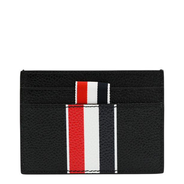 Pebble Grain RWB Stripe Double-Sided Card Holder in Black