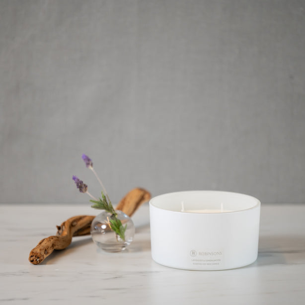 Soy Wax Candle Lavender & Sandalwood Extra Large 4 Wick (60+ hours burn time, 600gr) by Robinsons