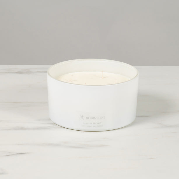 Soy Wax Candle Vanilla & Sea Salt Extra Large 4 Wick (60+ hours burn time, 600gr) by Robinsons