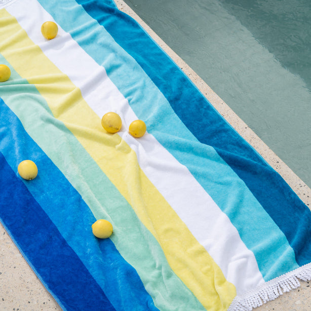 Luxury Designer Towel Azure Stripe Heritage Collection by Robinsons