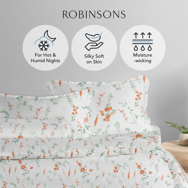 Cool Bamboo Clementine Garden Printed Bed Sheet Set Hotel Collection by Robinsons