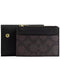 Coach Card Holder Wallet In Signature Canvas in Walnut/ Black CZ034