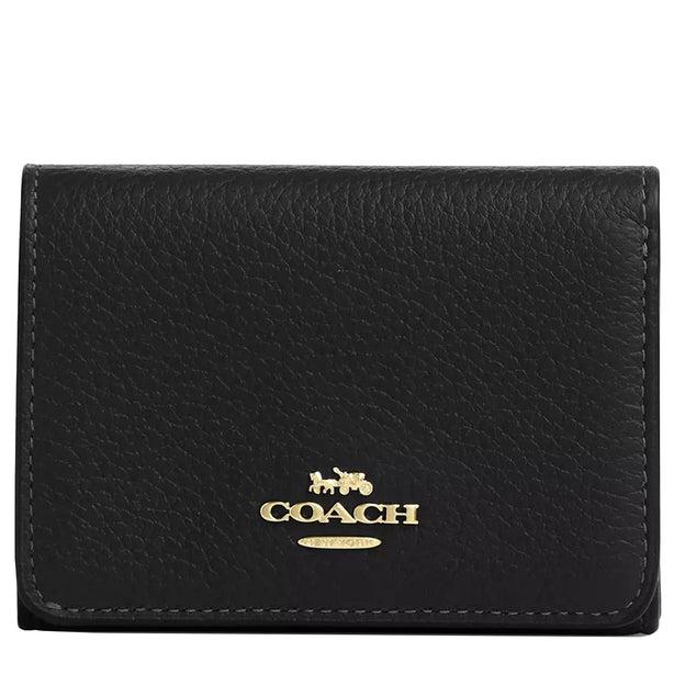 Coach Card Holder Wallet In Signature Canvas in Walnut/ Black CZ034