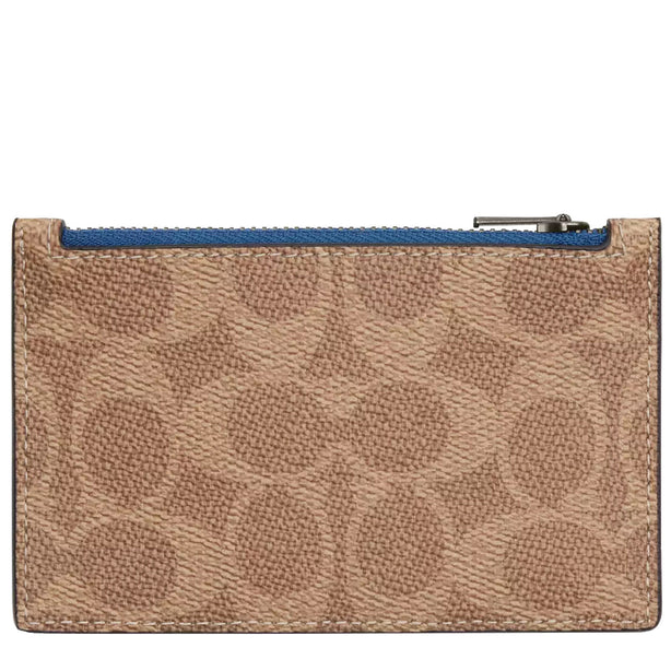 Coach Zip Card Case In Signature Canvas in Tan/ Pacific Bright Mineral CV764