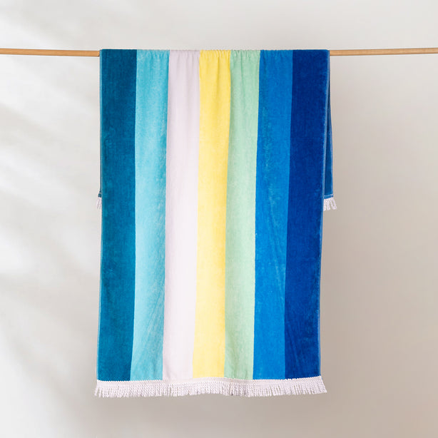 Luxury Designer Towel Azure Stripe Heritage Collection by Robinsons