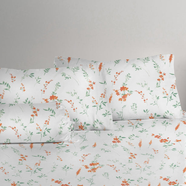 Cool Bamboo Clementine Garden Printed Fitted Sheet Set Hotel Collection by Robinsons