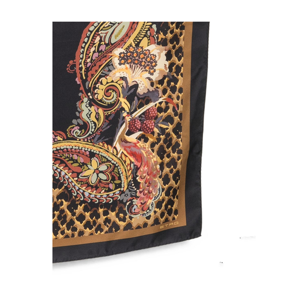 Brown Silk Paisley Print Scarf