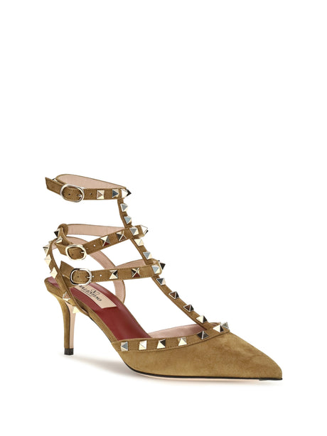 Valentino Garavani Rockstud suede Pumps - Havana Beige