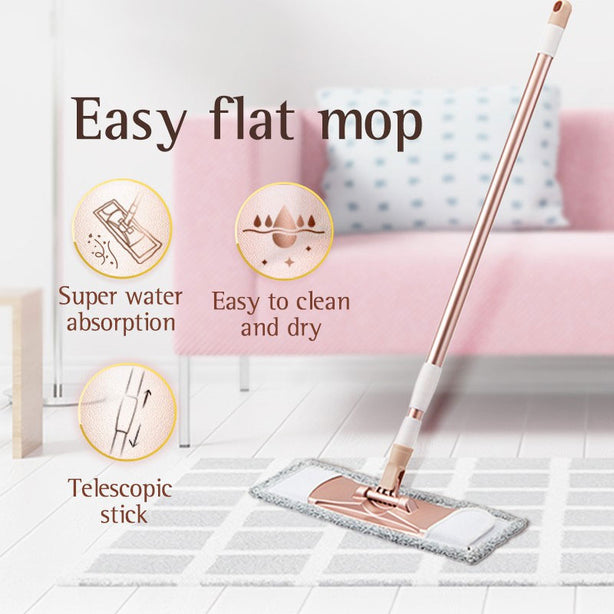 Farcent Easy Flat Mop Silver Ion Antibacterial Fiber/Telescopic Mop Stick/360 Degree Rotation