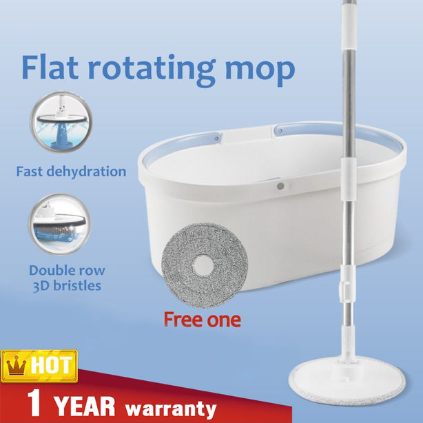 Farcent Flat Spin Mop Compact Dual-Axis Spin Mop Set Stainless Steel Handle Lightweight Mop Bucket 1 Year Warranty