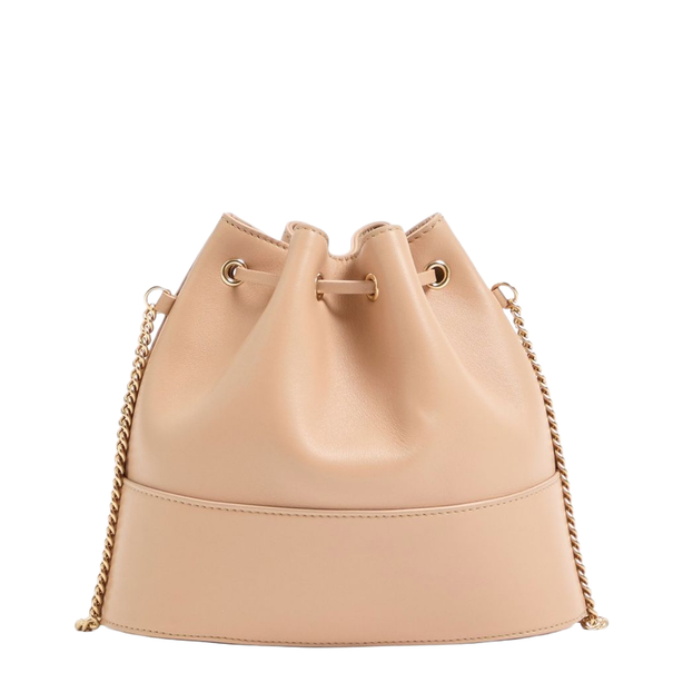 VLogo Signature Mini Nappa Leather Bucket Bag - Light Ivory