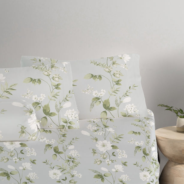 Cool Bamboo Garden Bliss Printed Fitted Sheet Set - Hotel Collection by Robinsons
