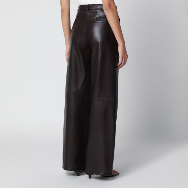 Coda Wide Leg Brown Leather Trousers