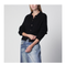Black Alpaca Blend Polo Cardigan