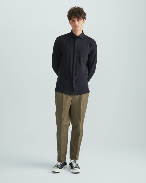 Highr, Black Pique Jersey, Long Sleeve Shirt