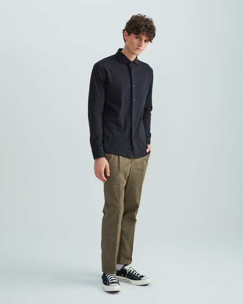 Highr, Black Pique Jersey, Long Sleeve Shirt