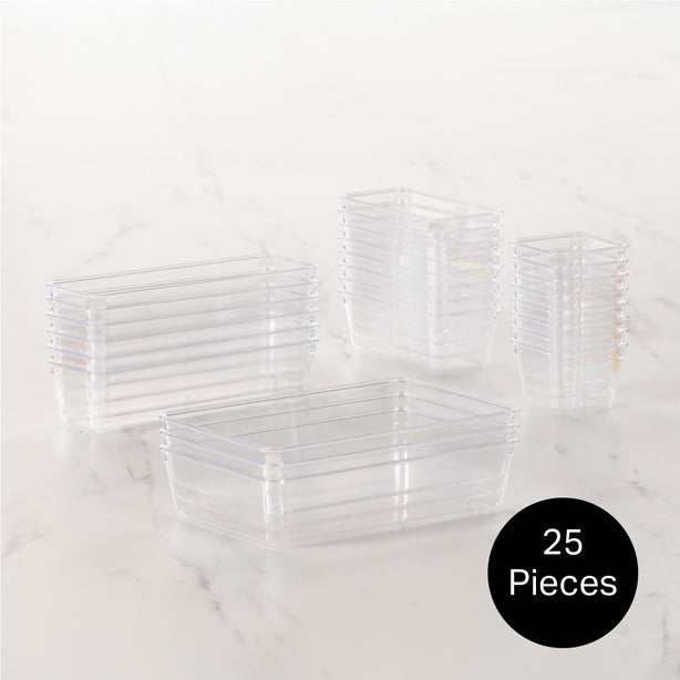 Drawer Organiser 25 Piece Set (Kitchen / Bathroom / Desk / Cosmetic Drawer Dividers) - Robinsons Exclusives
