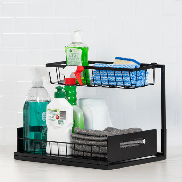 Slide Out Storage Organiser (Under Sink Pull-Out Kitchen Bathroom Laundry Storage Shelf) - Robinsons Exclusives