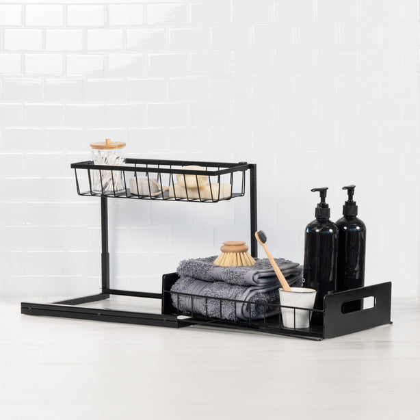 Slide Out Storage Organiser (Under Sink Pull-Out Kitchen Bathroom Laundry Storage Shelf) - Robinsons Exclusives