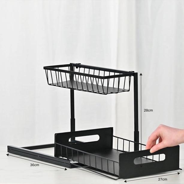 Slide Out Storage Organiser (Under Sink Pull-Out Kitchen Bathroom Laundry Storage Shelf) - Robinsons Exclusives