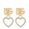 Stud Earrings with Hearts and Logo