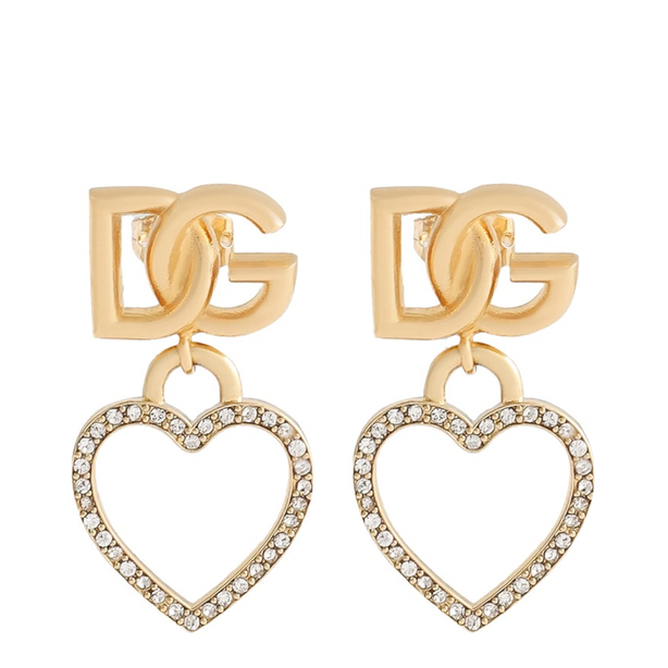 Stud Earrings with Hearts and Logo