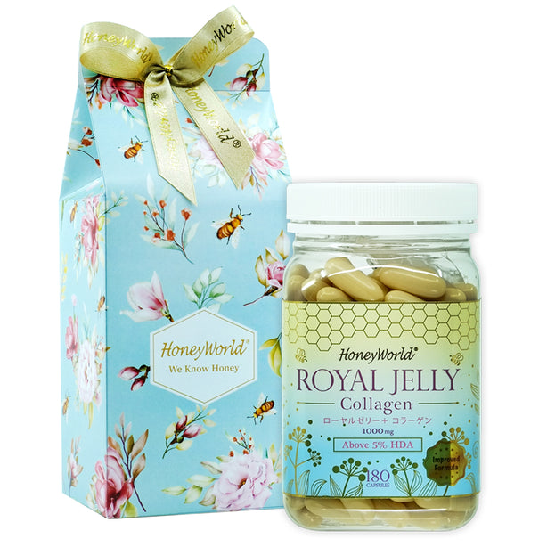 HoneyWorld Japanese Royal Jelly + Collagens Capsules 180's in Gift Box