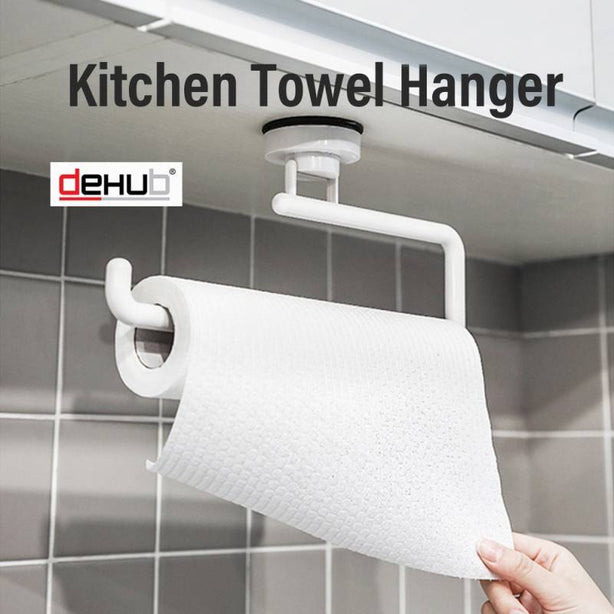 [Bundle of 2] KOREA DeHUB Towel Paper Hanger Wall Mount ABS Punch-Free Towel Rack Suction Cup Paper Towel Rails 31x14.5cm