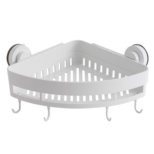 KOREA DeHUB Super Suction Cup Corner Shelf Wall Mounted Shower Caddy ABS Punch-Free Shower Supplies Organizer With Hooks