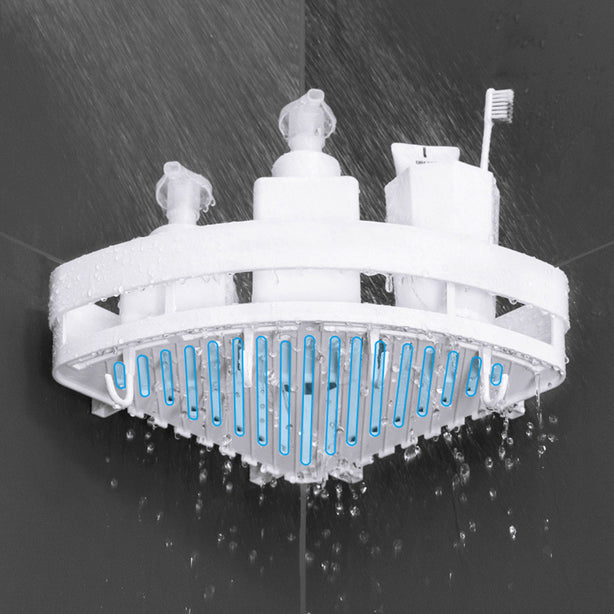 KOREA DeHUB Super Suction Cup Corner Shelf Wall Mounted Shower Caddy ABS Punch-Free Shower Supplies Organizer With Hooks