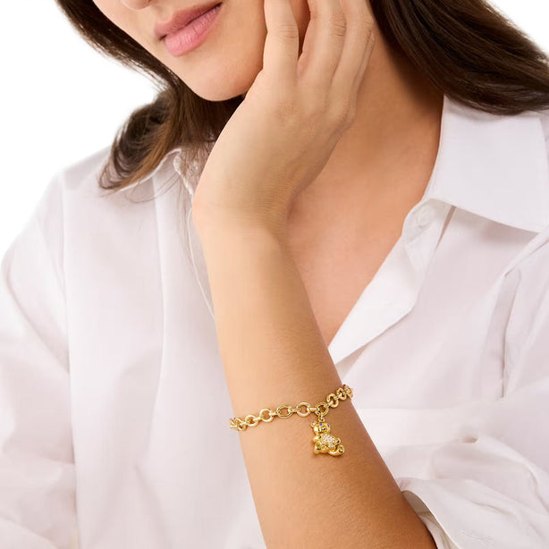 Kate Spade Oh What Fun Spade Teddy Bear Charm Bracelet in Clear/ Gold KK022