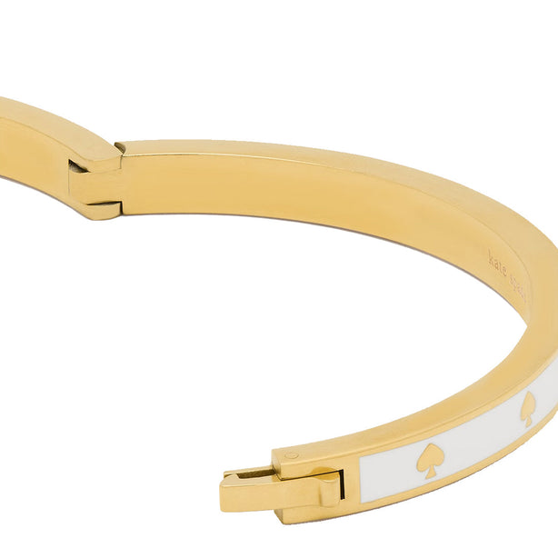 Kate Spade Spot the Spade Enamel Hinged Bangle Bracelet in White KJ727