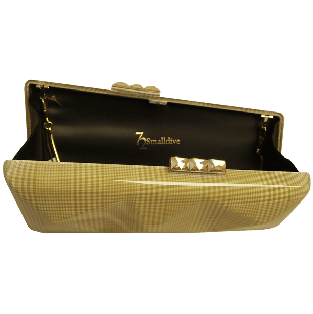 72 Smalldive Yellow Laminated Plaid Minaudiere Clutch