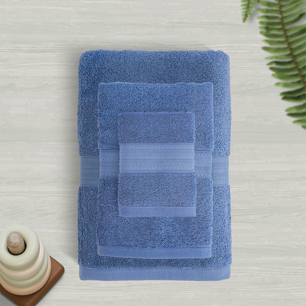 Milton Home Leona 100% Cotton Bath Linen, Blue