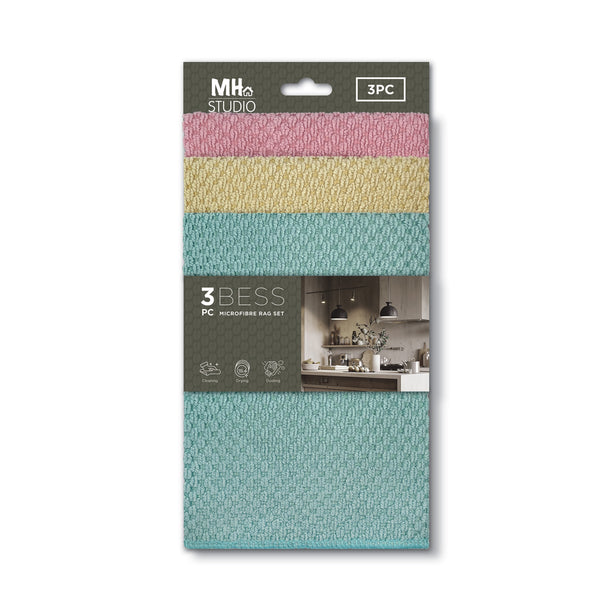 Milton Home Studio Bess 100% Microfibre 3 Piece Rag Set, Set Of 2