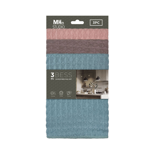 Milton Home Studio Bess 100% Microfibre 3 Piece Rag Set, Set Of 2