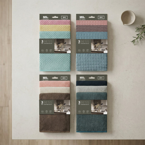 Milton Home Studio Bess 100% Microfibre 3 Piece Rag Set, Set Of 2