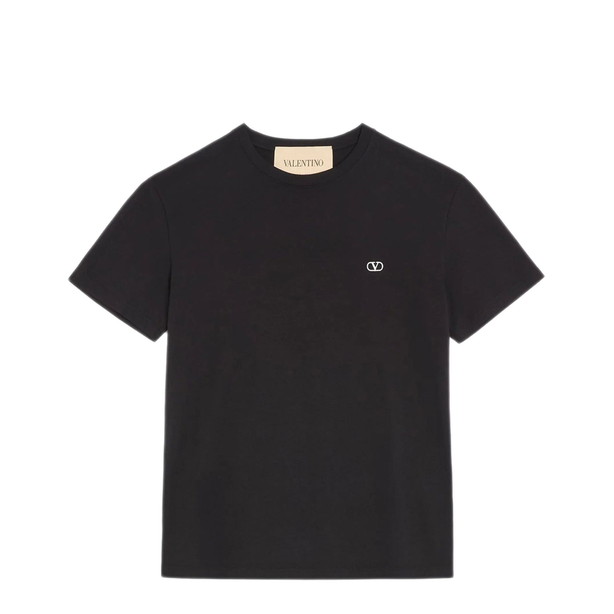 Cotton T-Shirt With Vlogo Embroidery