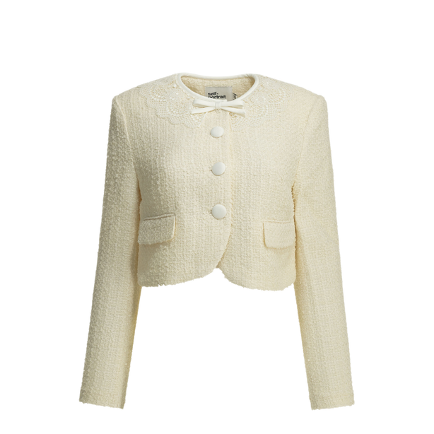 Boucl Blazer With Lace Details