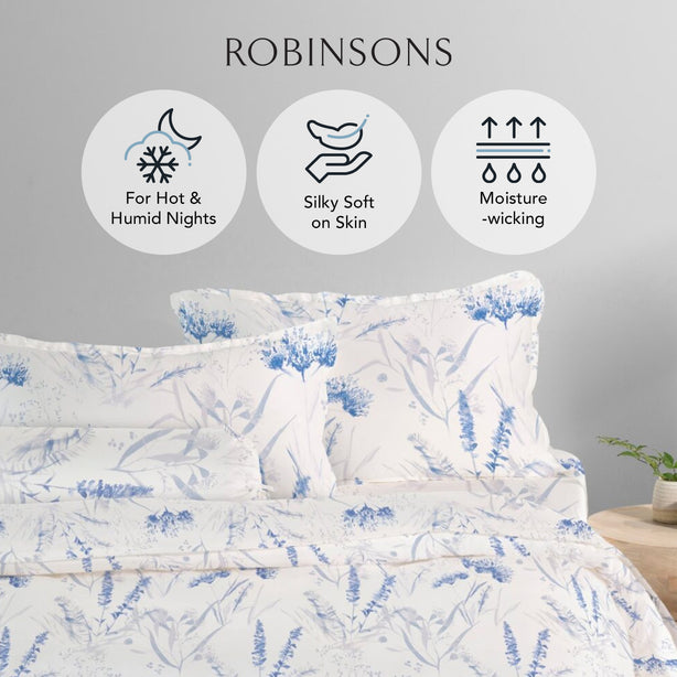Cool Bamboo Misty Bloom Printed Bed Sheet Set Hotel Collection by Robinsons