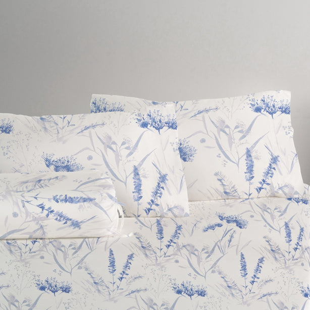 Cool Bamboo Misty Bloom Printed Fitted Sheet Set Hotel Collection by Robinsons