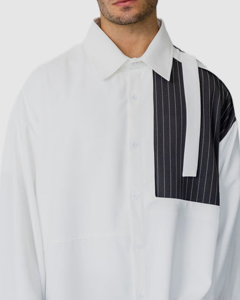 Tatum Pinstripe Block Shirt White