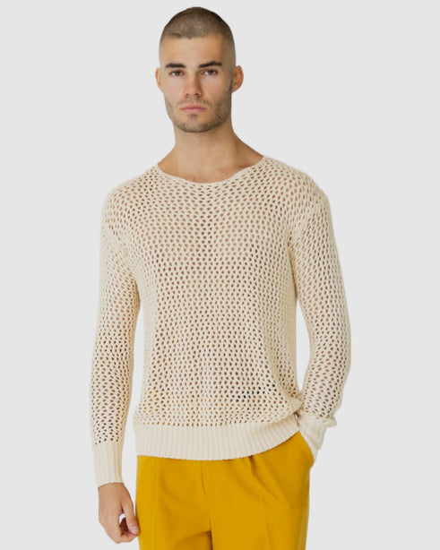 Kasper Sheer Fishnet Sweater Cream