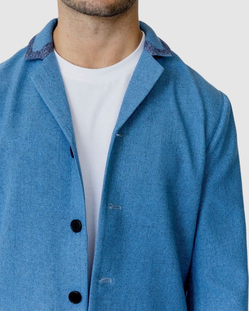 Hemming Woven Coat Blue