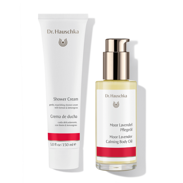 Dr Hauschka Body Shower+Moisturise Set 2
(Shower Cream 150ml + Moor Lavender Calming Body Oil 75ml)