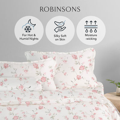 Cool Bamboo Petal Dusk Printed Bed Sheet Set Hotel Collection by Robinsons