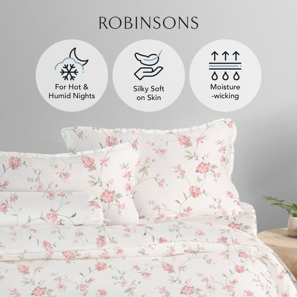 Cool Bamboo Petal Dusk Printed Bed Sheet Set Hotel Collection by Robinsons